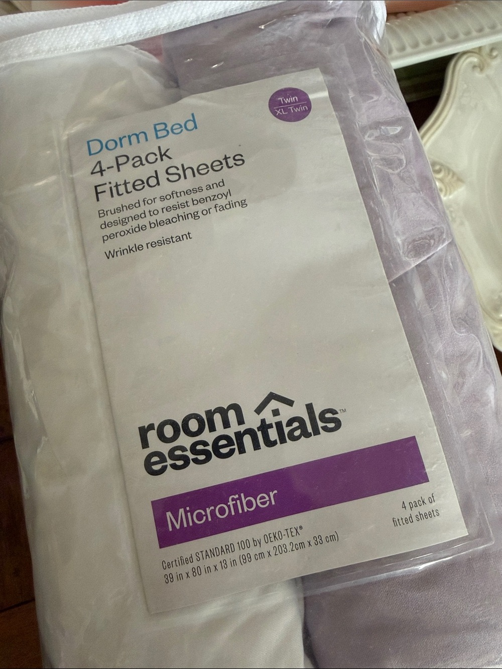 Room Essentials Microfiber Twin Fitted Sheets - Lavender and White (4-Pack)